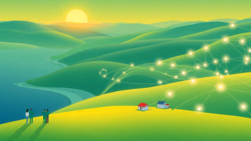 Serena ilustración digital de armonía y datos